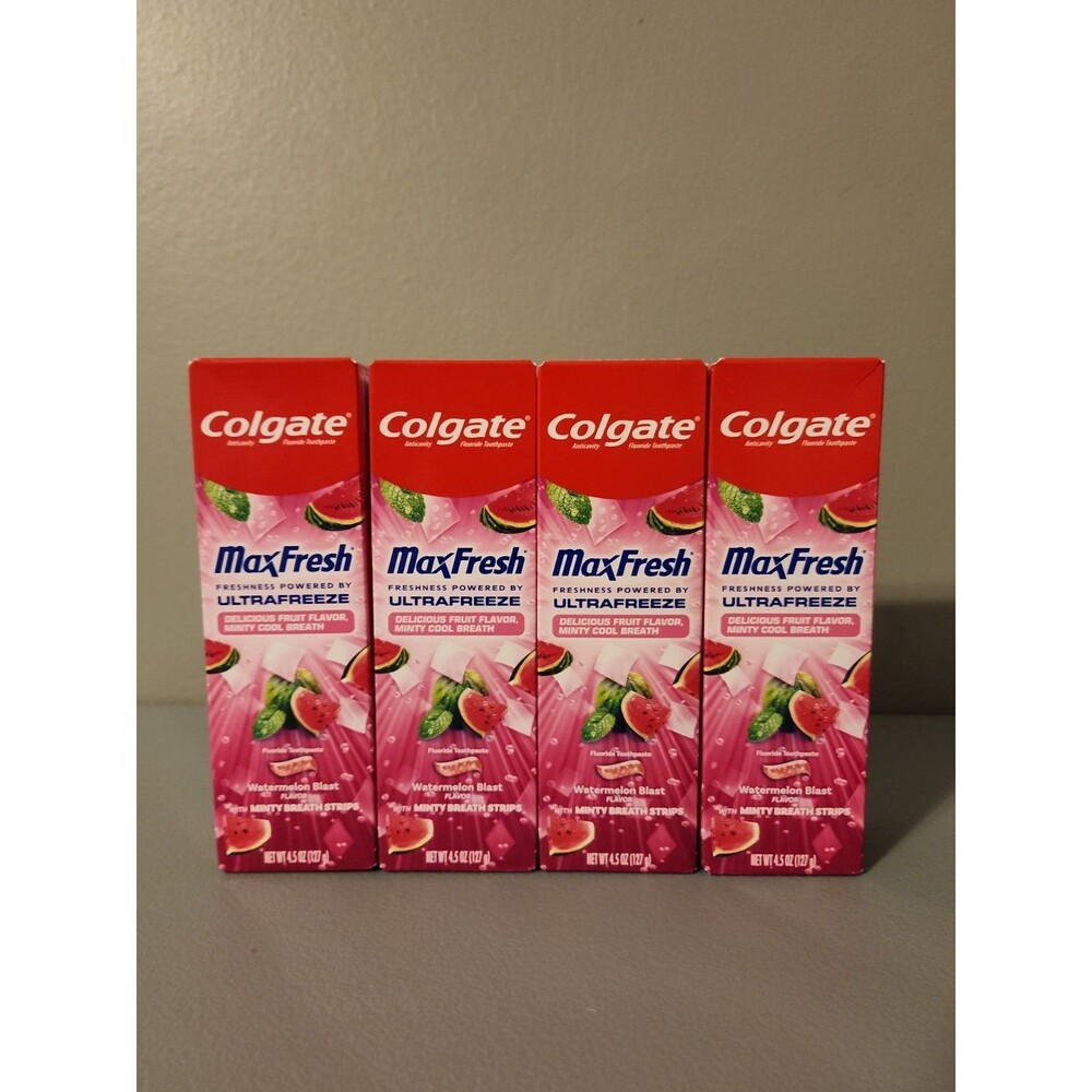 Colgate MAXFRESH ULTRAFREEZE Toothpaste, Watermelon & Mint, 4.5oz - Pack of 4